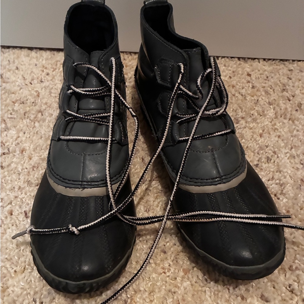 Sorel Black and Gray Rain & Snow Boots with Durable Rubber Sole
